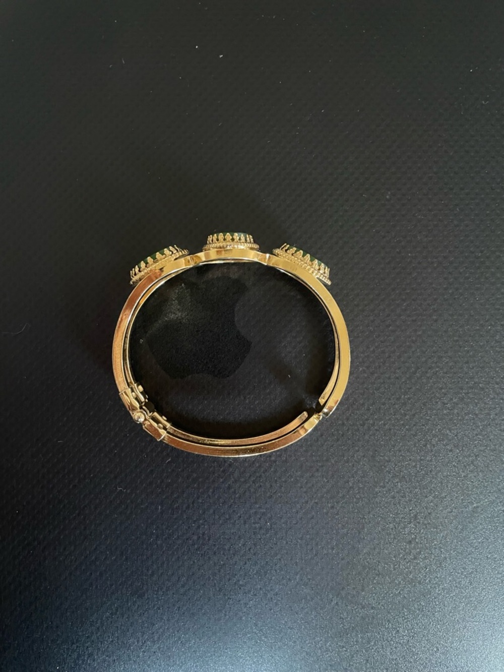 Gold Bracelet with Green Stone Trio - Picture 2 of 5